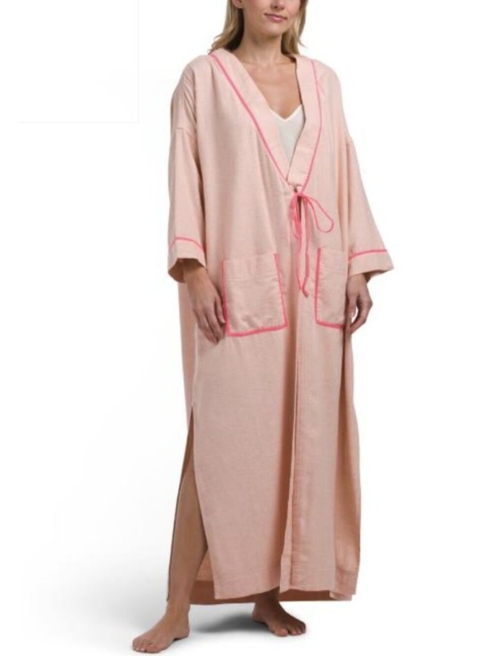 Free People Intimately Close To Home Flannel Robe Neon Peach ( XS/S )